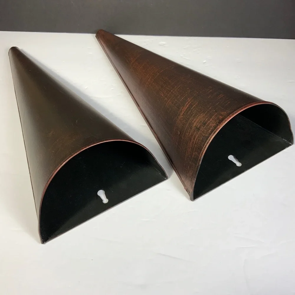 Vintage Metal Wall Sconce Silk Flower Holder Set of 2 Farmhouse 14 1/2 Tall #N1
